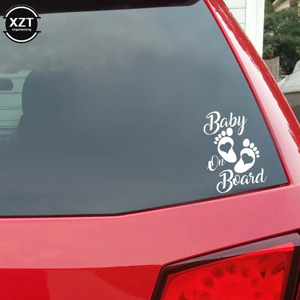 17.7X12.7ซม.น่ารัก Baby On Board เท้าสติกเกอร์ไวนิลกันน้ำรถแล็ปท็อปหน้าต่างสติกเกอร์ท้ายรถ Auto อุปกรณ์เสริมภายนอก