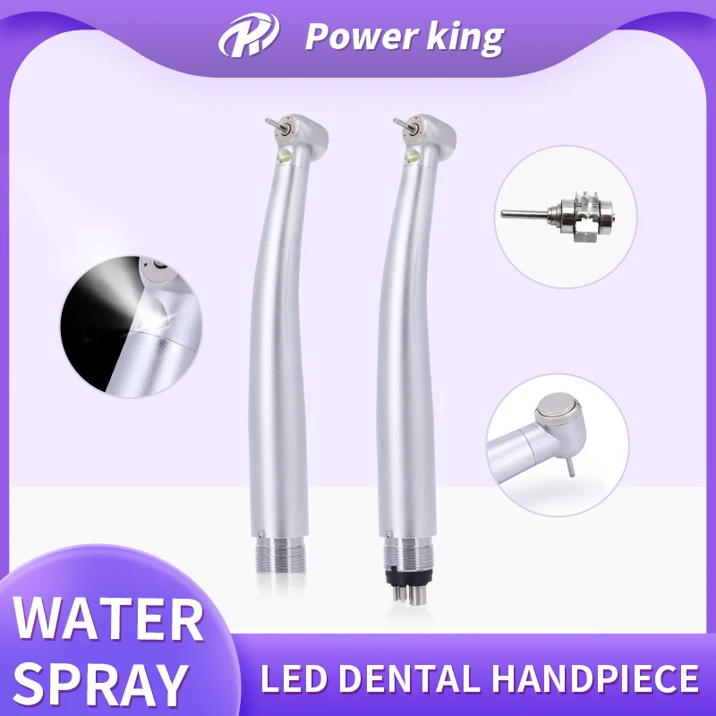 

Dental Handpiece with Light 3 Water Spray Turbine LED High Rotation Pen Dentistry Push Type Ceramic Bearings Equipment 2/4 Hole