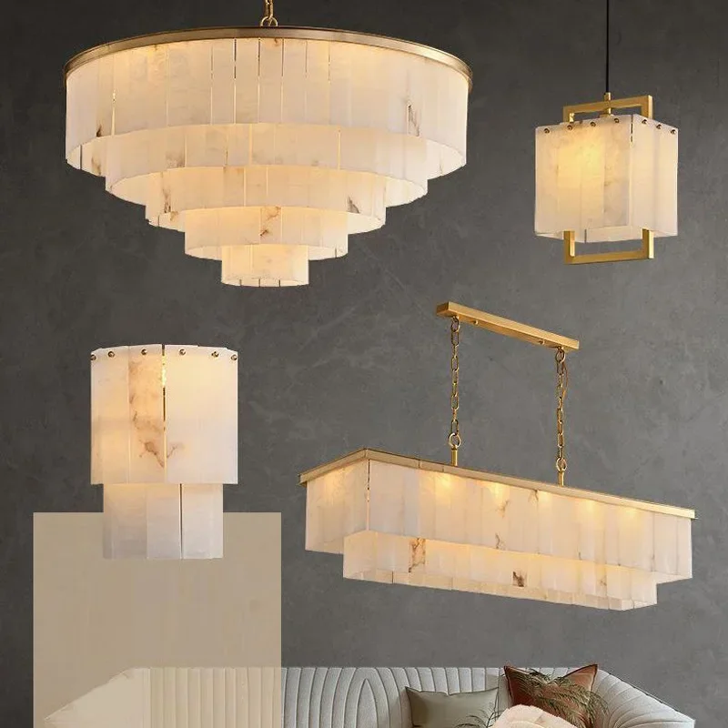 

Modern Nordic American Style Chandelier Pendant Lamp Luster Ceiling Light with Marble Brass Golden Black White for living room