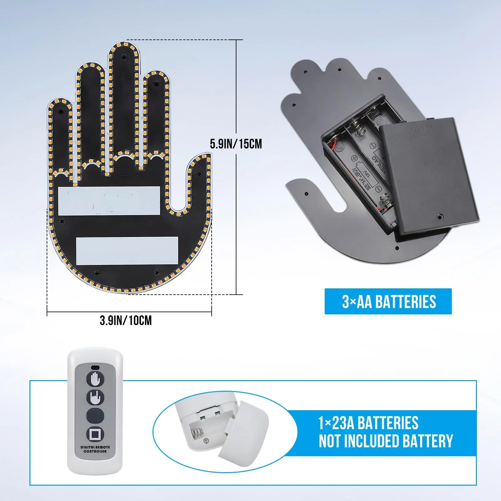ضوء إصبع السيارة مع جهاز تحكم عن بعد متعدد الوظائف، ضوء إصبع السيارة المضحك، ضوء إيماءة الإصبع الأوسط، ضوء لفتة لامعة #6