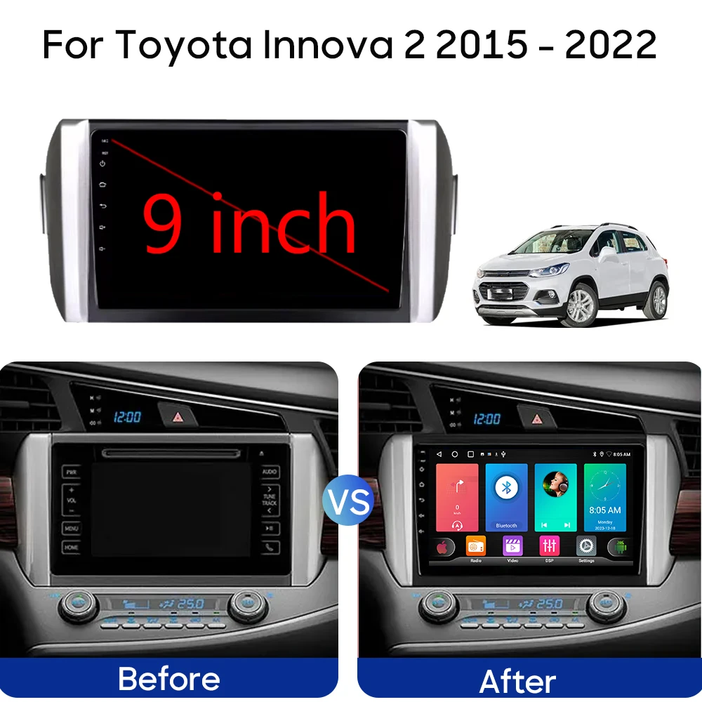 For Toyota Innova 2 2015 - 2022 Car Radio Android Auto Head Unit Multimedia Video Player GPS Navigation 5G WIFI BT No 2din DVD