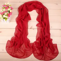 New Fashion Temperament Pure Monochrome Women's Long Chiffon Scarves Wholesale Yiwu Plain Pure Color Small Scarves