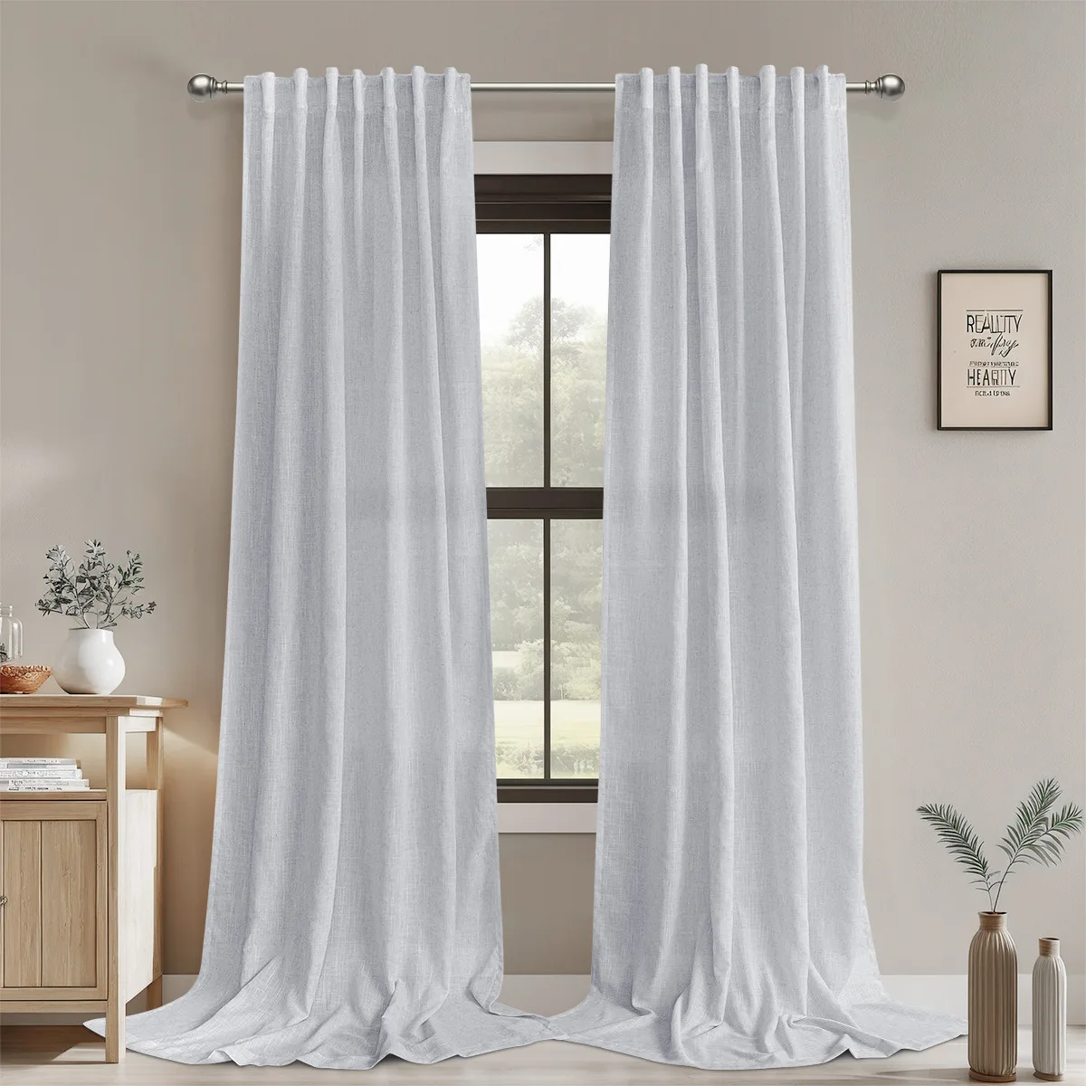 (19) Cross-border Hemp Rod Multifunctional Fabric Blackout Curtains