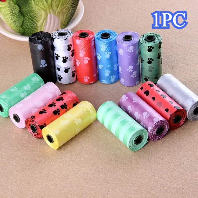 1 roll of printed pet garbage bag for dogs,environmentally friendly cleaning and toilet collection,15 pieces/roll of dog and cat