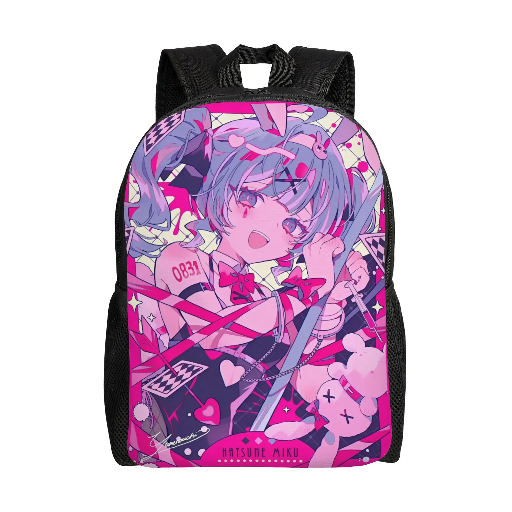 初音ミク-バックパック-スポーツ-高校-ハイキング-旅行-ボーカロイド-ガール-アニメ-デイパック-男性用-女性用-ラップトップ-ショルダーバッグ