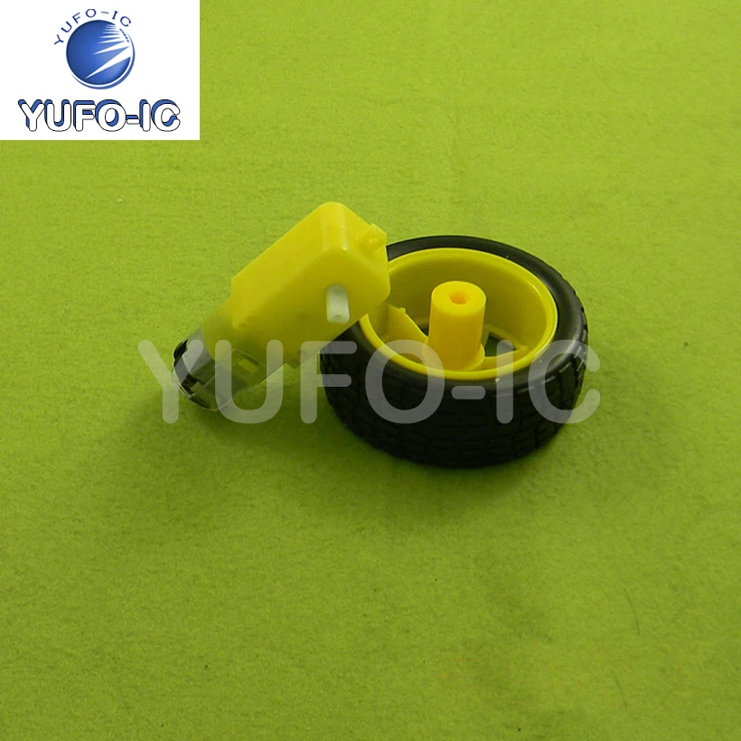Free Ship 1PCS Intelligent Vehicle/Robot Tire + DC Gear Motor Set Wheel Wheel Motors x-0.1