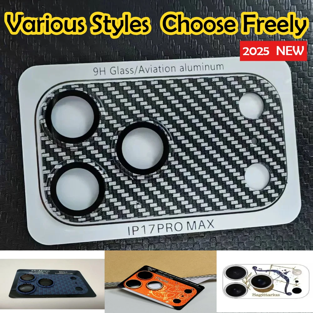 

17 Телефон из углеродного волокна с кевларовым узором, полное покрытие, защитное стекло для объектива камеры для IPhone 17 Pro Max, металлическая крышка для объектива, аксессуары