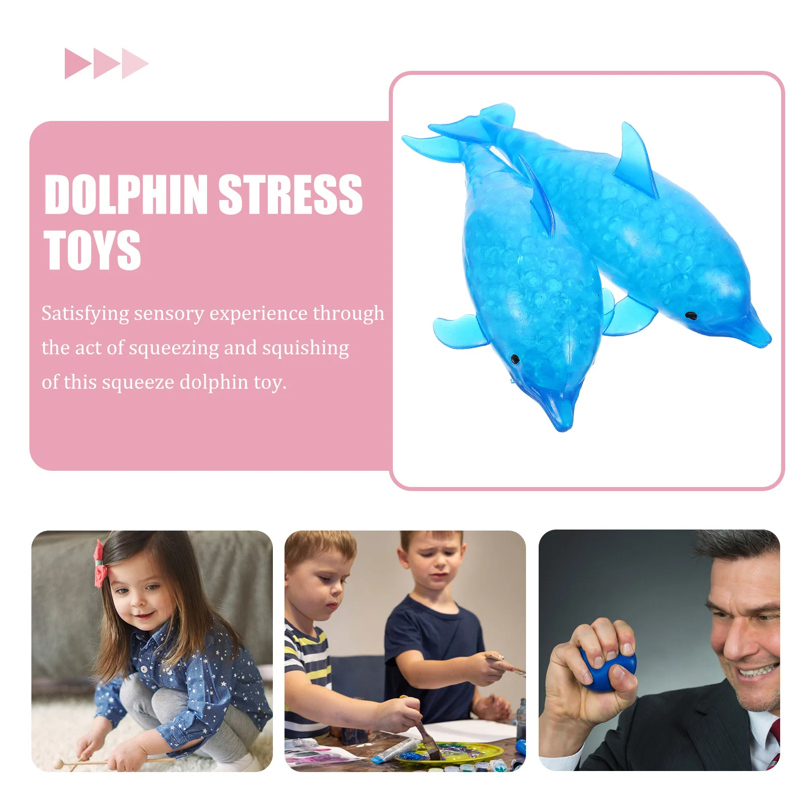 

2Pcs Dolphin Squeeze Sensory Soft Elastic Decompression Stress Relief Interactive Compact Prizes Dolphin Stress Toys