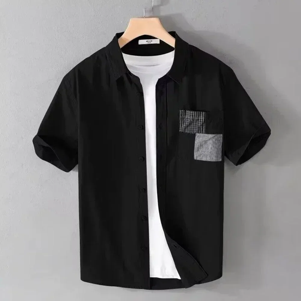

Block Pattern Shirt Loose Fit Shirt Applicable For Daily Wear Fashion Top Regular Length Block Pattern Loose Fit Shirt