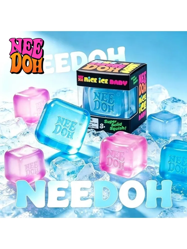 Needoh Nice Ice Cube Squishy Spielzeug, transparente Maltose-Textur, langsam zurückfedernd, sensorisches Fidget-Spielzeug zur Stresslinderung, Quetschspielzeug, Geschenk für Erwachsene