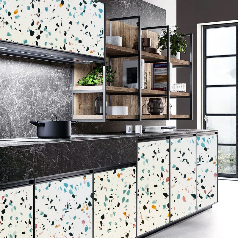 Geometric Pattern Marble Foil Decor Paper Kitchen Oil Proof Wall Countertop Sticker Vinyl Self Adhesive Waterproof Wallpaper