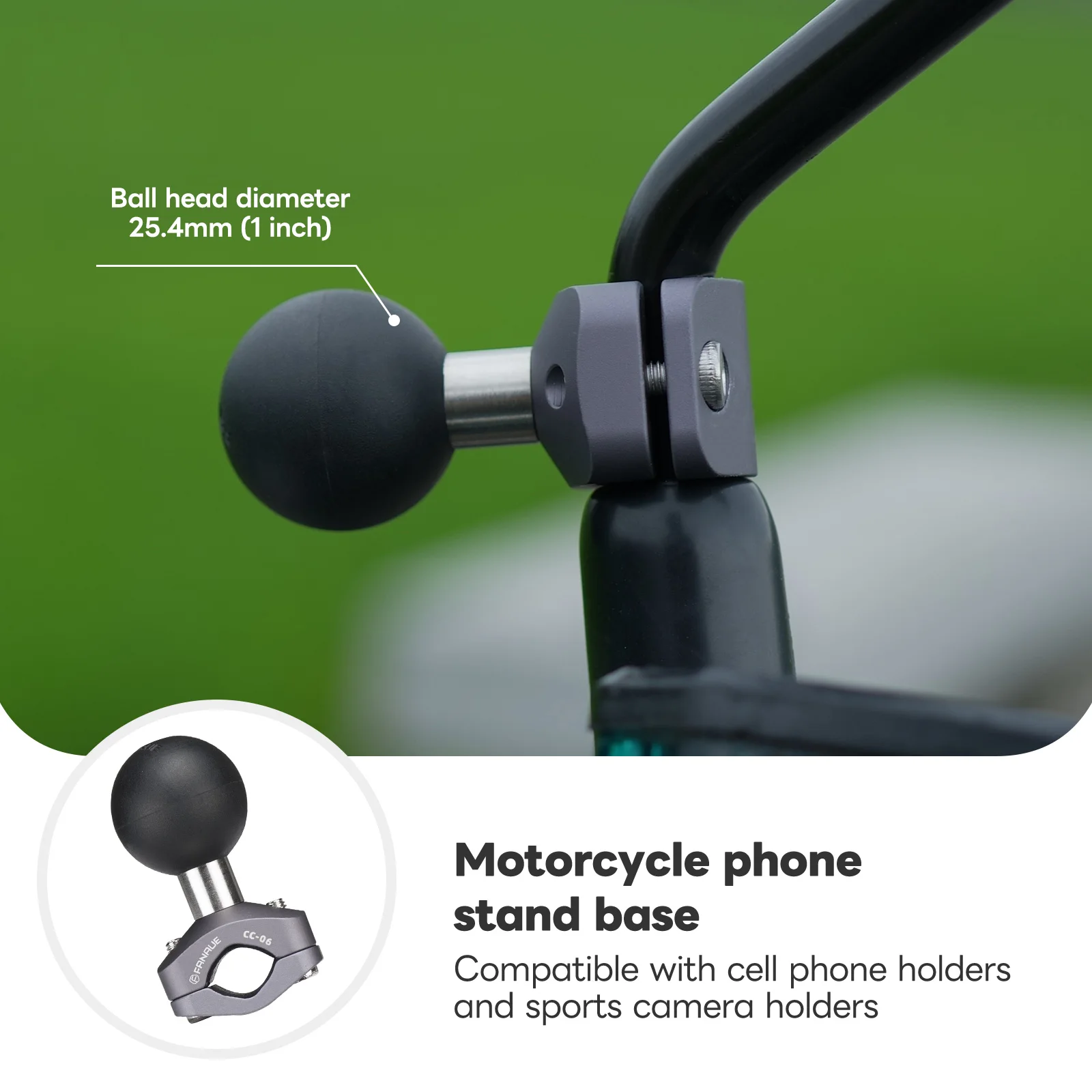 FANAUE سبائك الألومنيوم دراجة نارية مرآة الرؤية الخلفية حامل هاتف المحمول 25 مللي متر/20 مللي متر/17 مللي متر قاعدة توسيع الرأس الكروي مستقرة