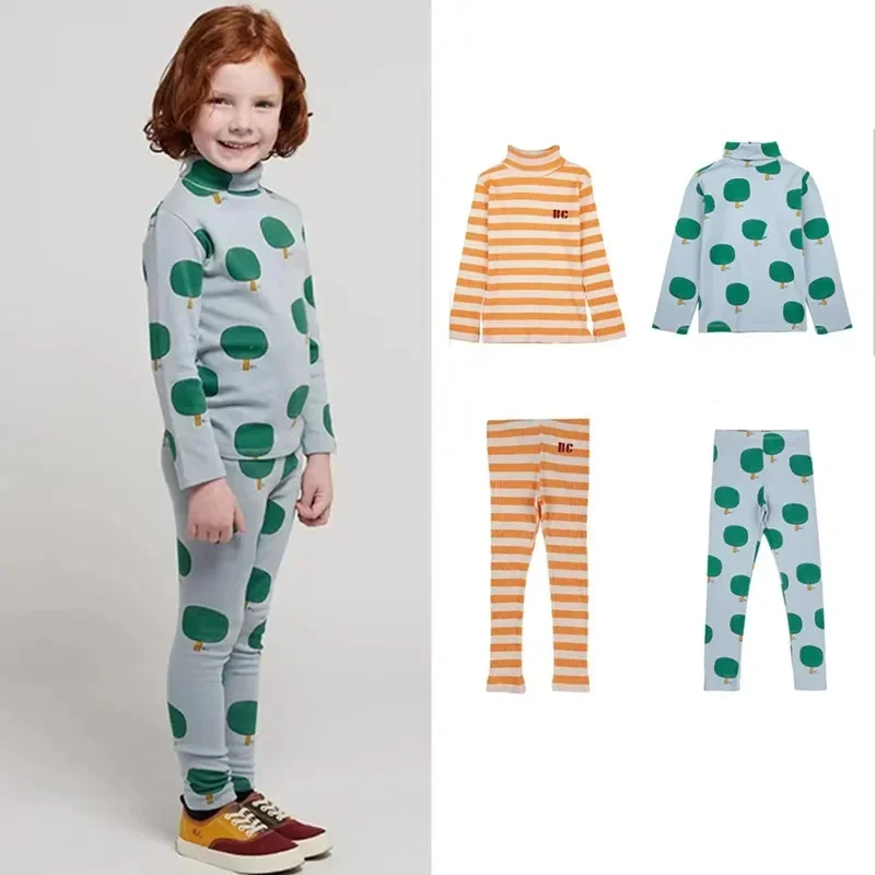 2024 Autumn BC Kids long Sleeve T-shirts and Legging Set Brand Winter Girl Boy Homewear Set Printed Children Tee Pant Suit