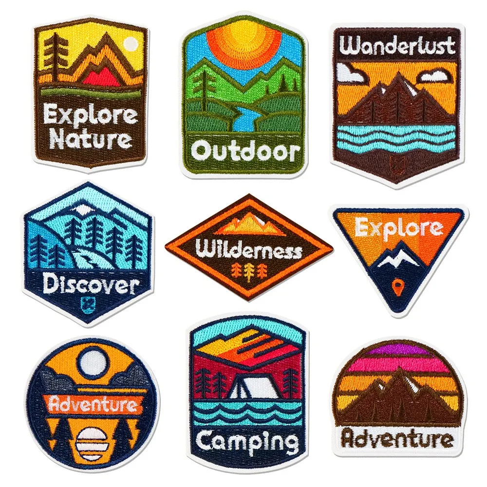 Camping Scenery Emblem Clothing Accessories Badge Sticker Embroidered Embroidery Sticker Iron-on Patches