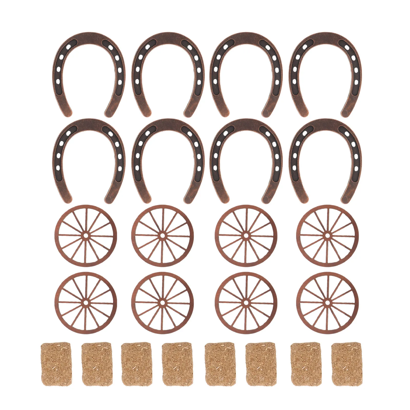 8Sets Horseshoe Party Decor Mini Hay Western Theme Birthday Cowboy Party Supplies Rustic Wall Wagon Wheel Decoration - view 4