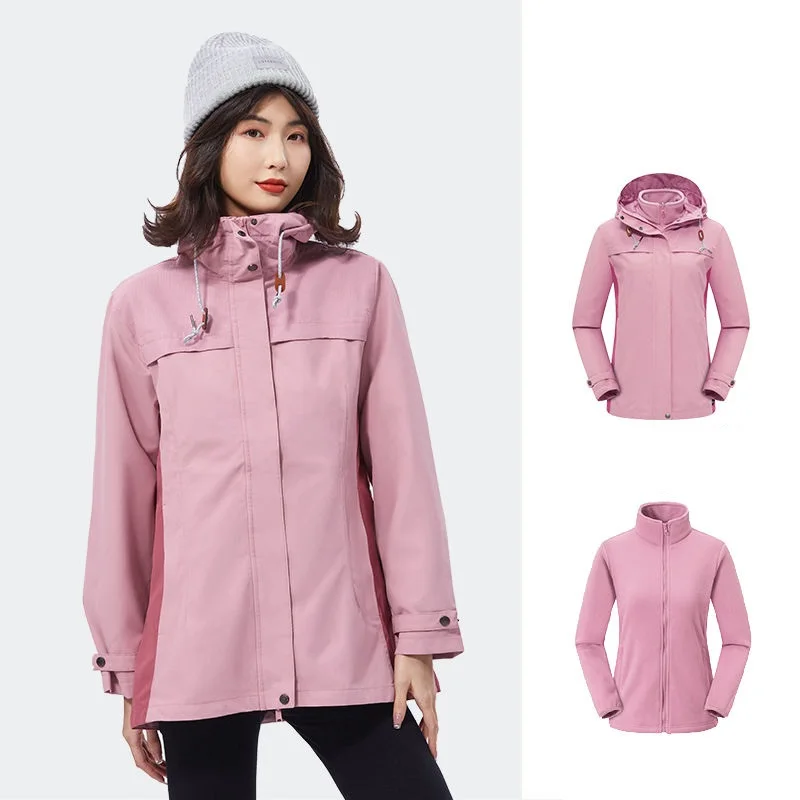 Chic Charge Clothes Giacca da donna Autunno Inverno Nuovo abbigliamento da alpinismo impermeabile antivento caldo tre in uno di media lunghezza