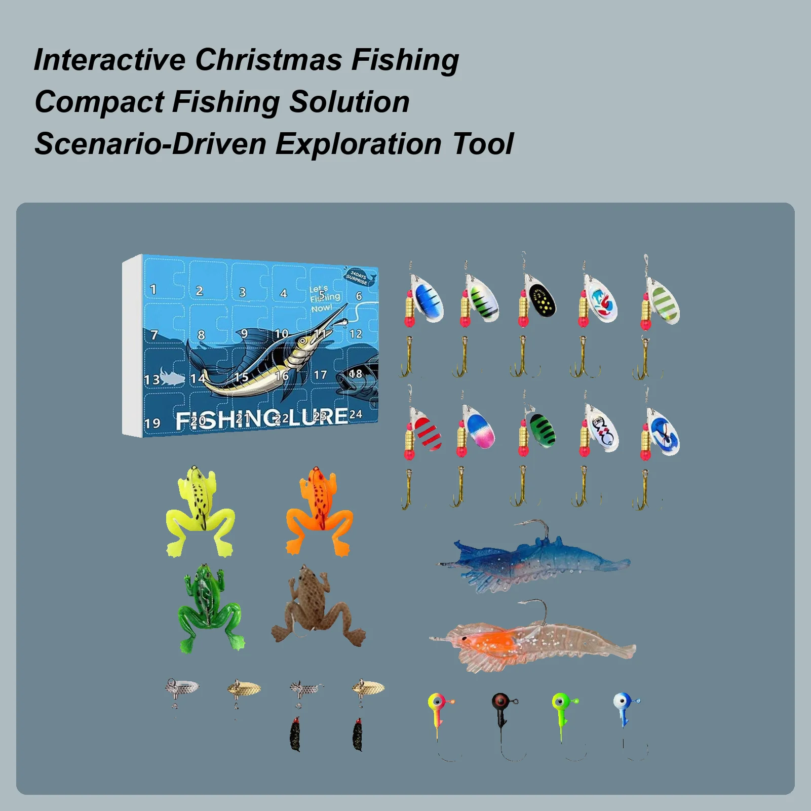 

Рыбалка Рождественский календарь Адвент Рыбалка Рождественский обратный отсчет Игрушки Коробка для приманок Обратный отсчет для отца Мальчиков Парней Мужчин