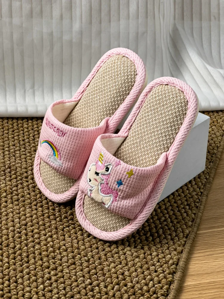 

Unicorn boys and girls home slippers kids linen indoor home slippers