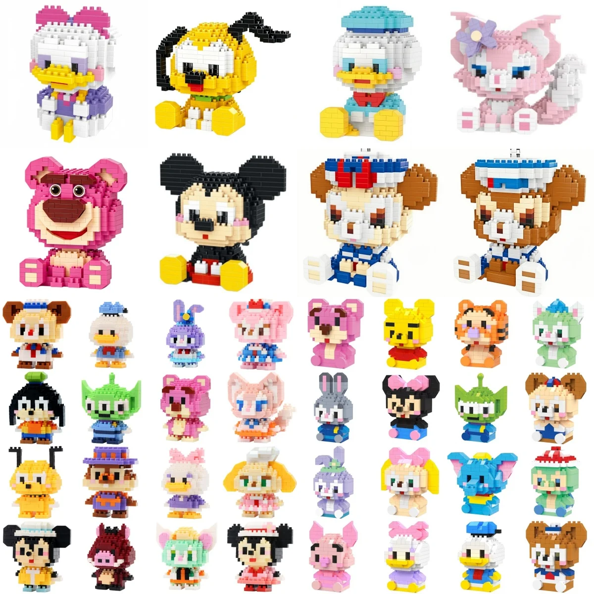 Disney Building Blocks Anime Kawaii Cartoon mini Action Children\'s Figures Blocks Bricks Assemble DIY Toys Gift for Kids