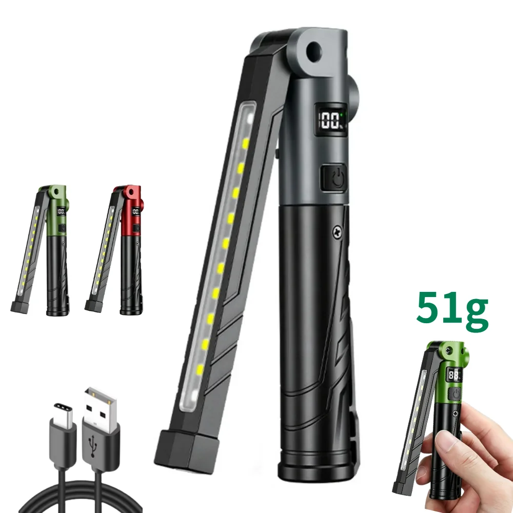 Folding Super Bright Flashlight Rechargeable Long‑Lasting Torch Multifunctional Portable Lamp for Outdoor Emergency Repair Work