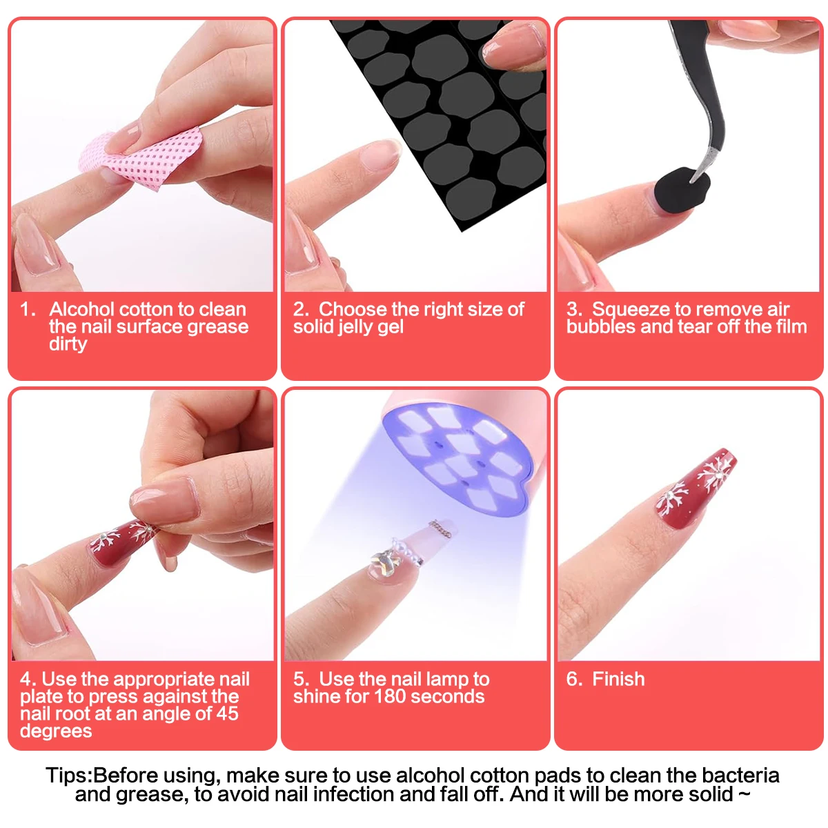 غراء جيلي جديد من بريدجسووند: ملصقات غراء أظافر جيلي بالأشعة فوق البنفسجية (480/360/240/120 قطعة)، على الوجهين، اضغط على، معالجة بالأشعة فوق البنفسجية، مقاومة للماء #5