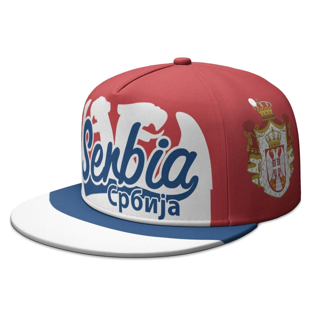 Serbia Flat Brimmed Cap Free custom made name number Team Logo Hip-hop Hat nation flag serbien college print photo Headgear