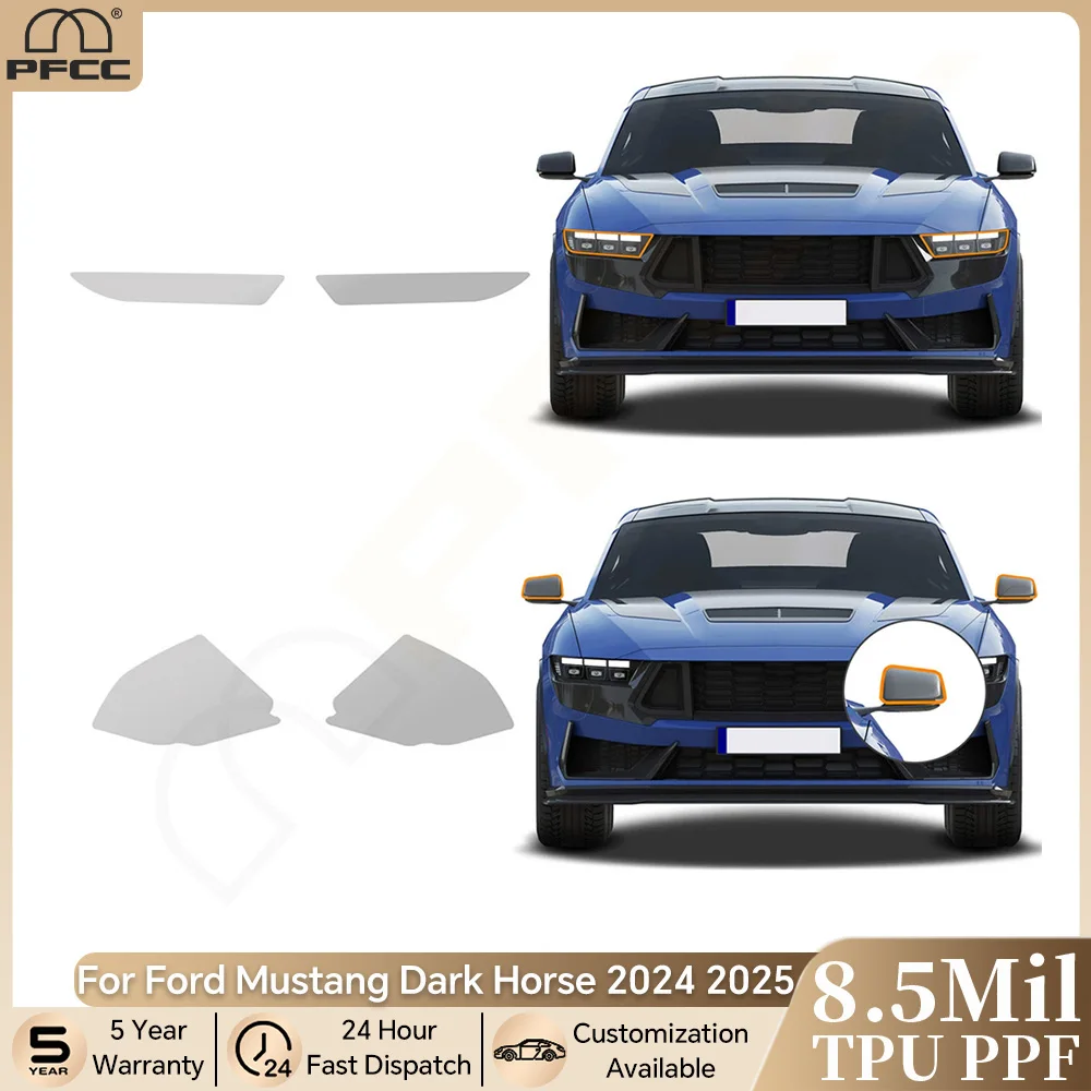 

Для Ford Mustang Dark Horse 2024 2025 предварительно вырезанные фары PPF, защитная пленка для краски из ТПУ, прозрачный бюстгальтер, устойчивый к царапинам