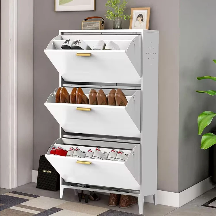 

Factory Wholesale Shoe Rack Storage Cupboard Organizer Shoe Cabinet with 3 Fold--out Door Shoe Cabinet Furniture