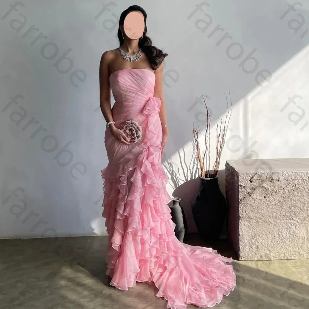 

Customized Modern Style Chiffon Pleat Mermaid Strapless Long Dresses Homecoming Dress Pastrol Unisex Chinese Style for Women