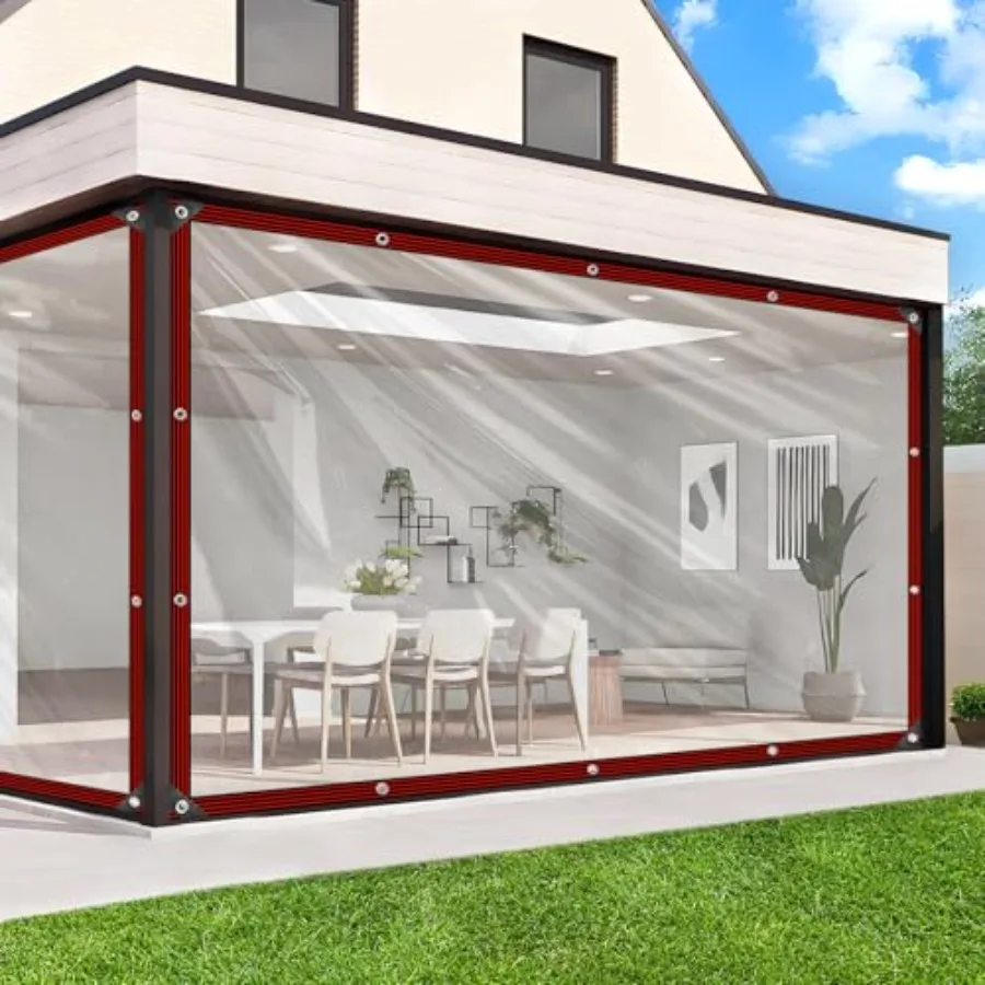 

Clear Tarp - Heavy Duty Waterproof Clear Plastic Tarp with Grommets Transparent Vinyl Tarps Outdoor Garden Rainproof Tarpaulin