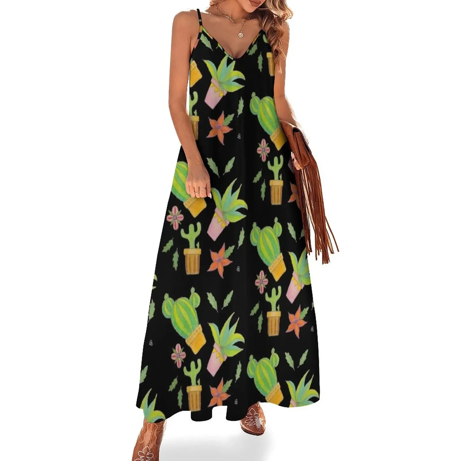 

Greenery - Colorful floating potted plants pattern Sleeveless Dress dresses for woman 2025 women's dresses luxury