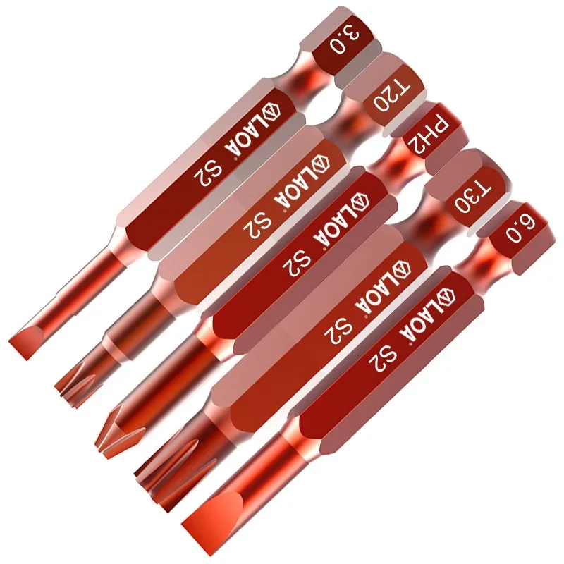 LAOA T15 T20 T25 T30 Torx Screwdriver Bit Set S2 Steel 1/4 Inch 6.35mm Hex Shank Slotted Electric Screwdriver Bit For Power Tool
