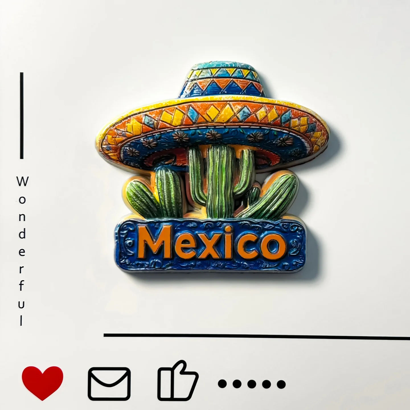 Mexico, traditional clothing, wide brimmed hats, accessories, cacti, unique scenery, refrigerator stickers