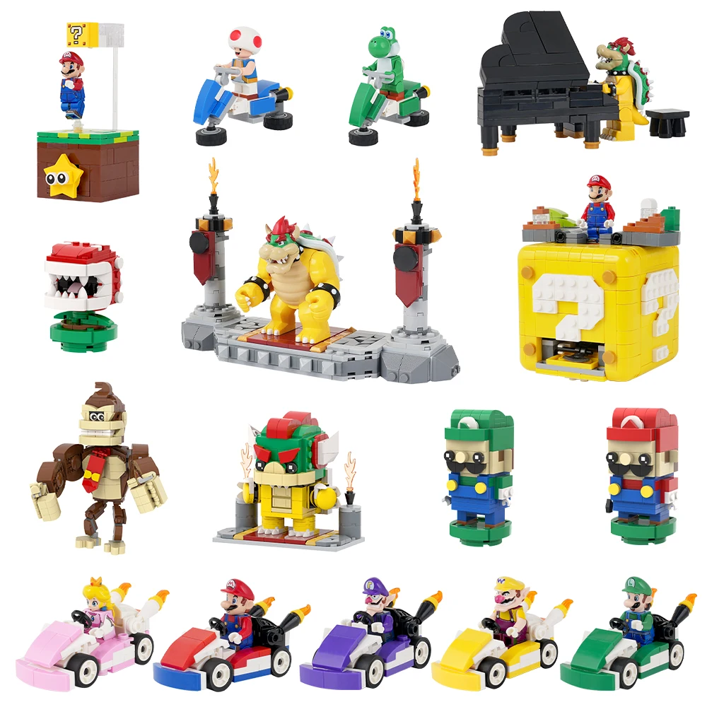 New Super Mario Bros Set Building Blocks Yoshi Bowser Mini Action Figure Toys