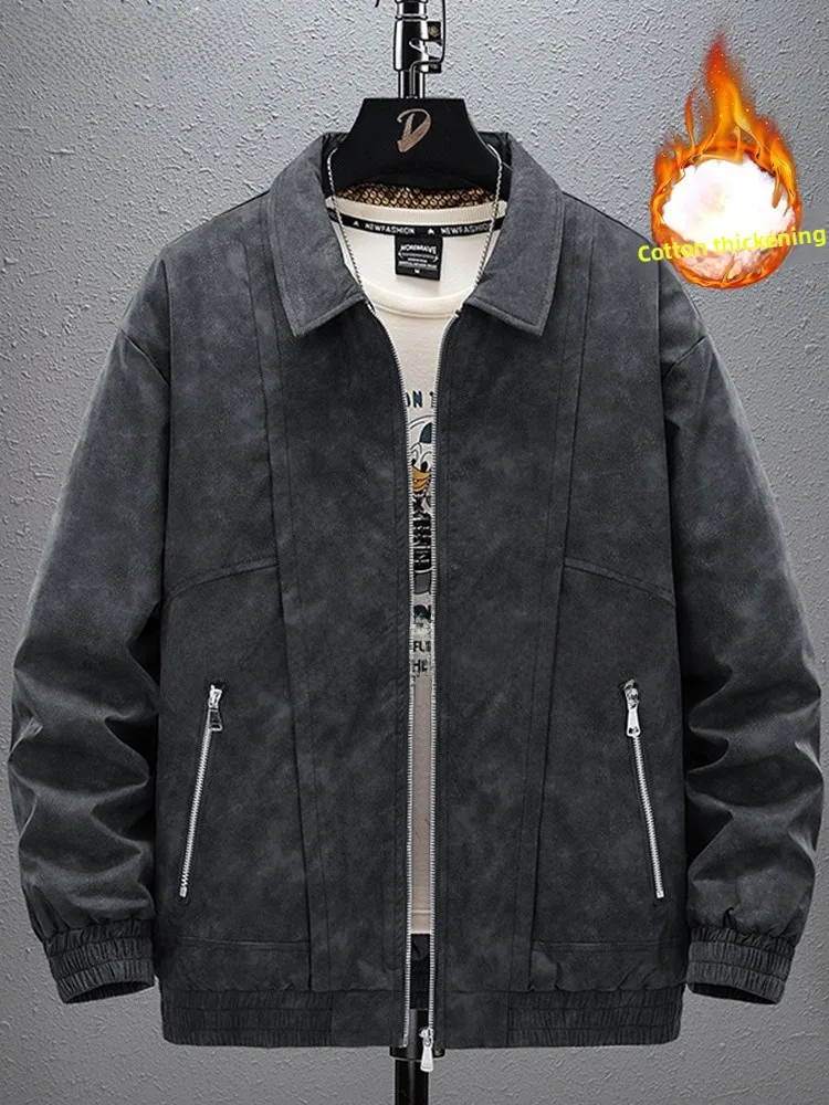 

Men's Workwear Cotton Jaet Thiened Warm Collar Loose Large Size American Motorcycle Sle Autumn Winter New Arrival