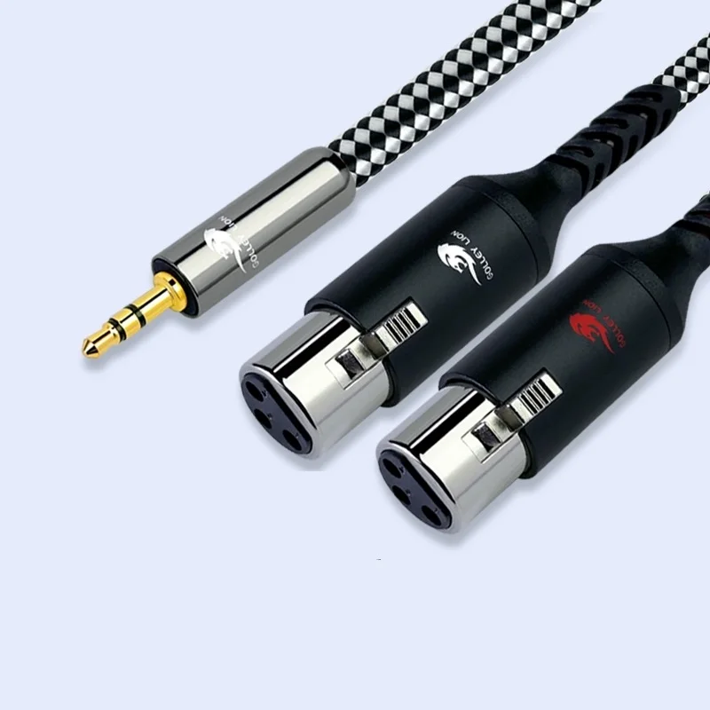 Conector estéreo de 3,5mm a Cable de Audio hembra XLR Dual para iPhone, portátil, PC móvil, consola mezcladora, amplificador, cables blindados para altavoz