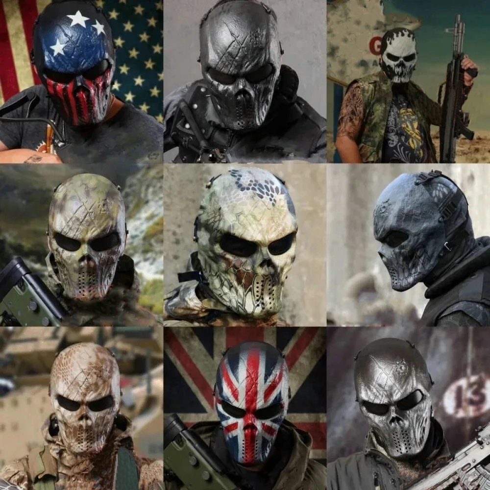 

9-стильные камуфляжные маски, тактические призрачные уличные военные CS, военные игры, пейнтбол, мотоцикл, страйкбол, защита черепа, полнолицевая маска