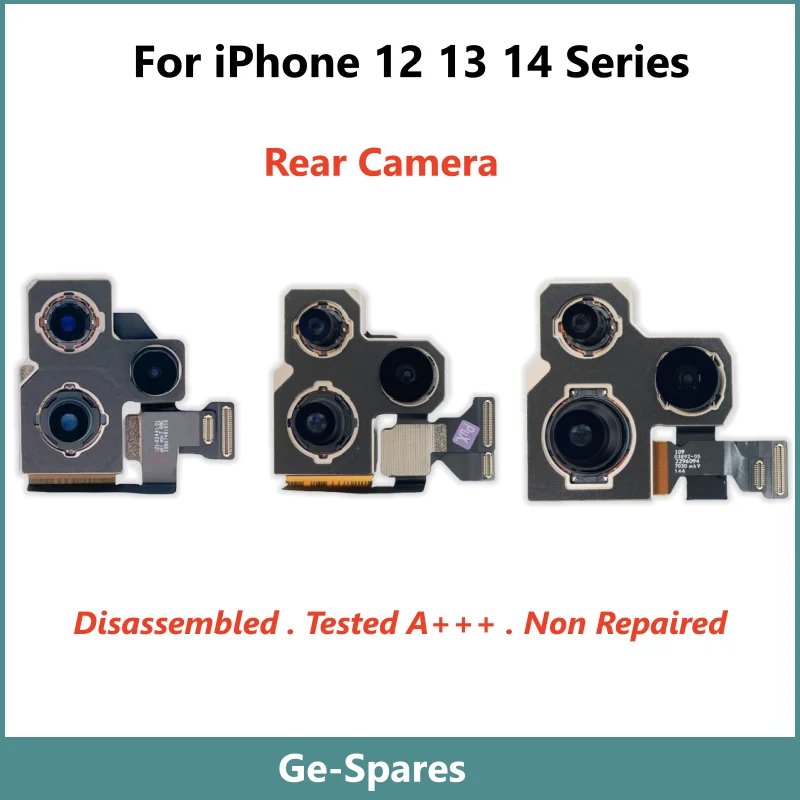 Caméra arrière de remplacement testée Grade AAA pour iPhone 14 Pro Max 12 13 mini 14Plus, démontée, qualité authentique