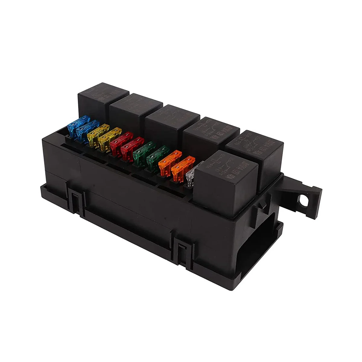 11 Way Relay Fuse Block Holds Universal Waterproof Fuse Relay Box with 6 Relays and Metallic Pins Terminal