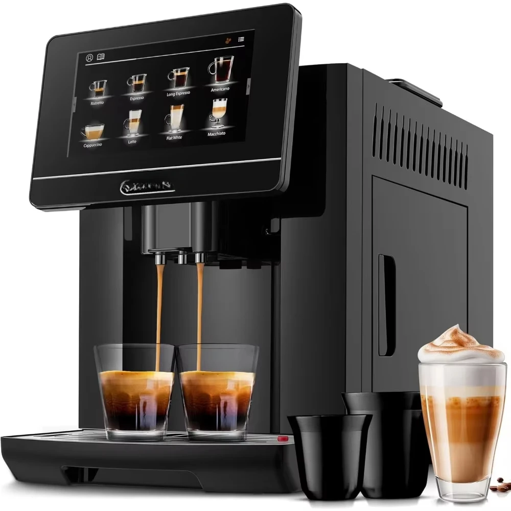 Fully Automatic Espresso Machine with Grinder 19 Customizable Coffee Options Auto-Cleaning for Easy Maintenance,Espresso Machine