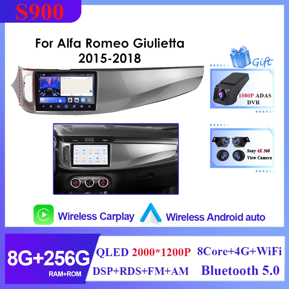 Android 16 Auto DVD voor Alfa Romeo Giulietta 2010 - 2018 Radio Multimedia Speler GPS Navigatie 5G wifi BT HDR QLED Geen 2din DVD