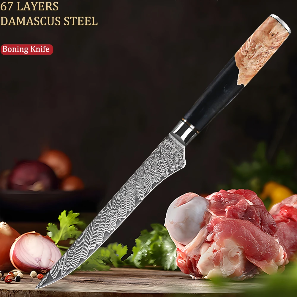 Boning Knife 67 Layer Damascus Steel Sharp Meat Utility Knife Meat Fruit Cutting Knife Kitchen Stuff Halloween Christmas gifts