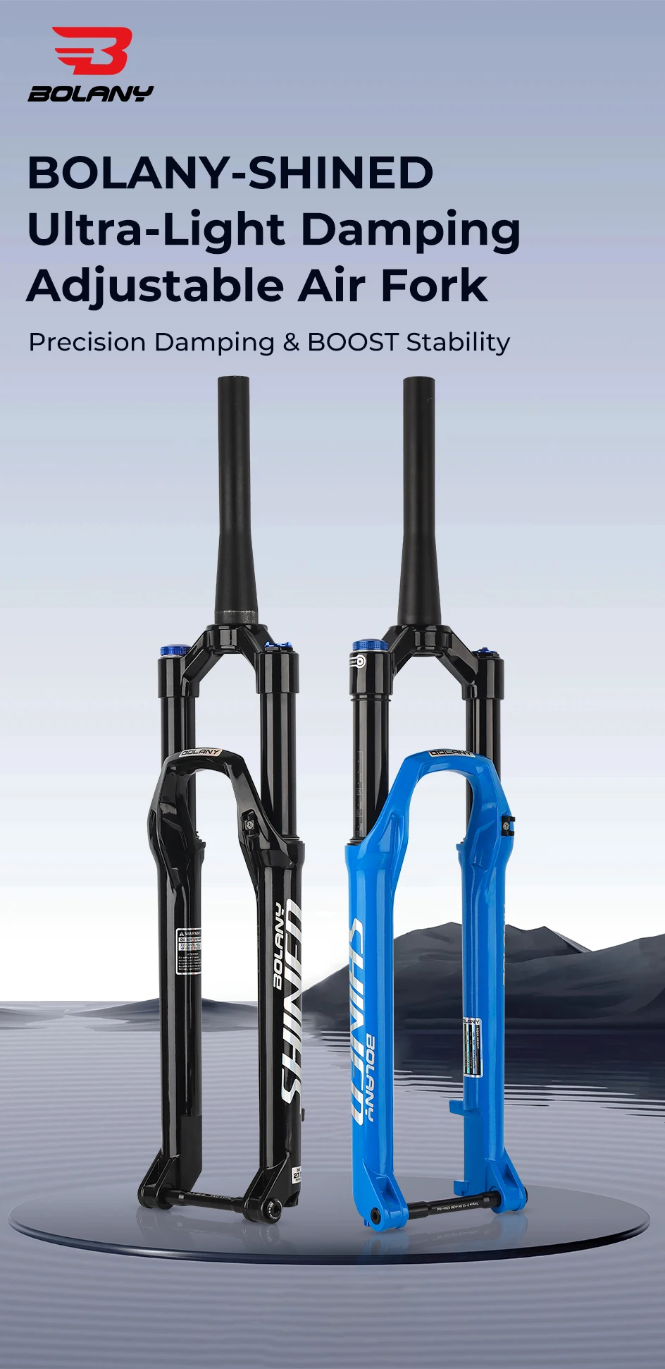 BOLANY MTB-Luftgabel 27,5 29 Zoll Luftölfederung Boost 15 x 110 Steckachse Leichte Fahrradgabel R29 Dämpfung Rückprall einstellbar – Detail 1