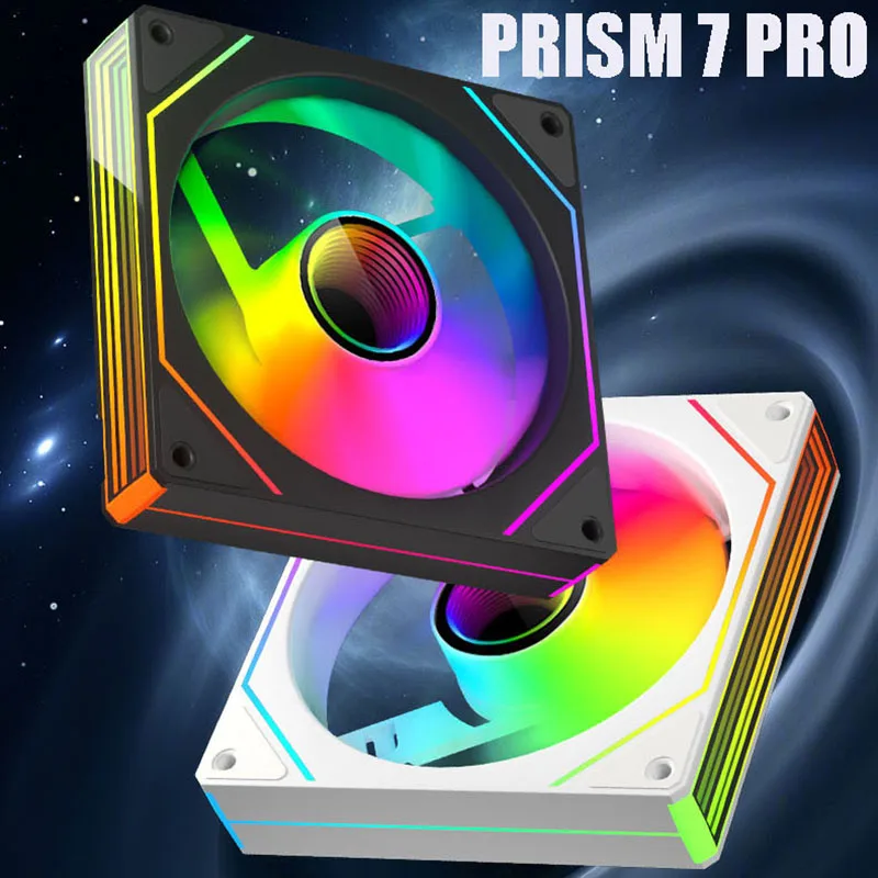 OEM PRISM 7 PRO Computer Chassis Fan 12cm ARGB 4 Pin PWM Quiet Cooling Fan 12V Large Air Volume 56.8CFM/600-1500RPM