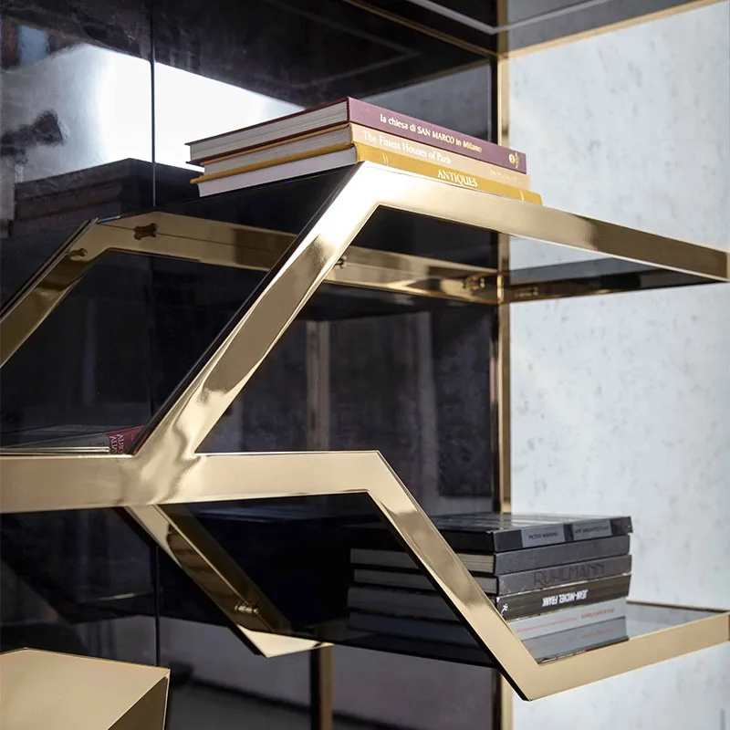 Household Furniture Multifunctional Metal Stainless Steel Modern Style Luxury Simple Cabinet Bookcase