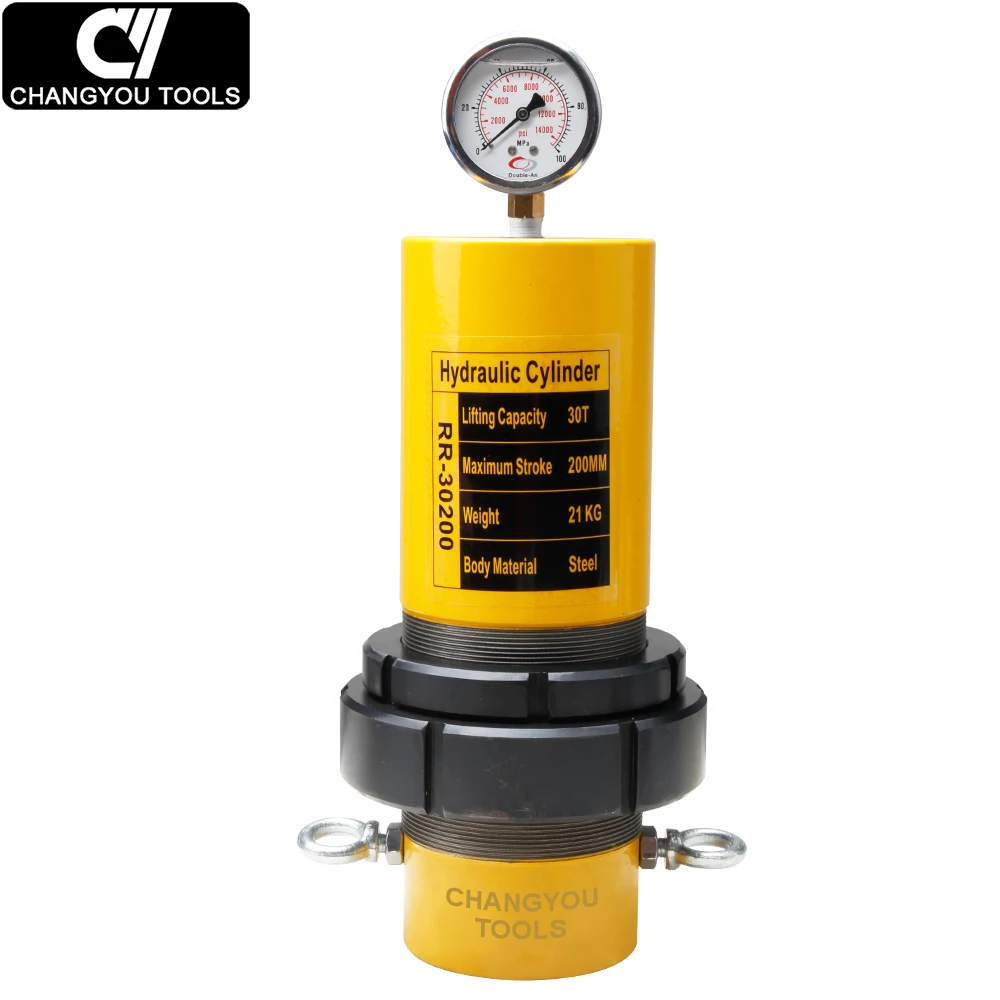 RR-30200 Double Acting Long Stroke Hydraulic Nut Cylinder Jacks Two-Way with 30T Capacity for Long Lasting Lifting Applications