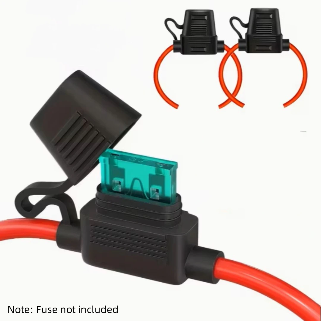 3pcs Inline Fuse Holders for 12V ATC/ATO Blades - Includes 10A, 15A, 20A, 25A, 30A, 40A Fuses - Durable Copper Constructio