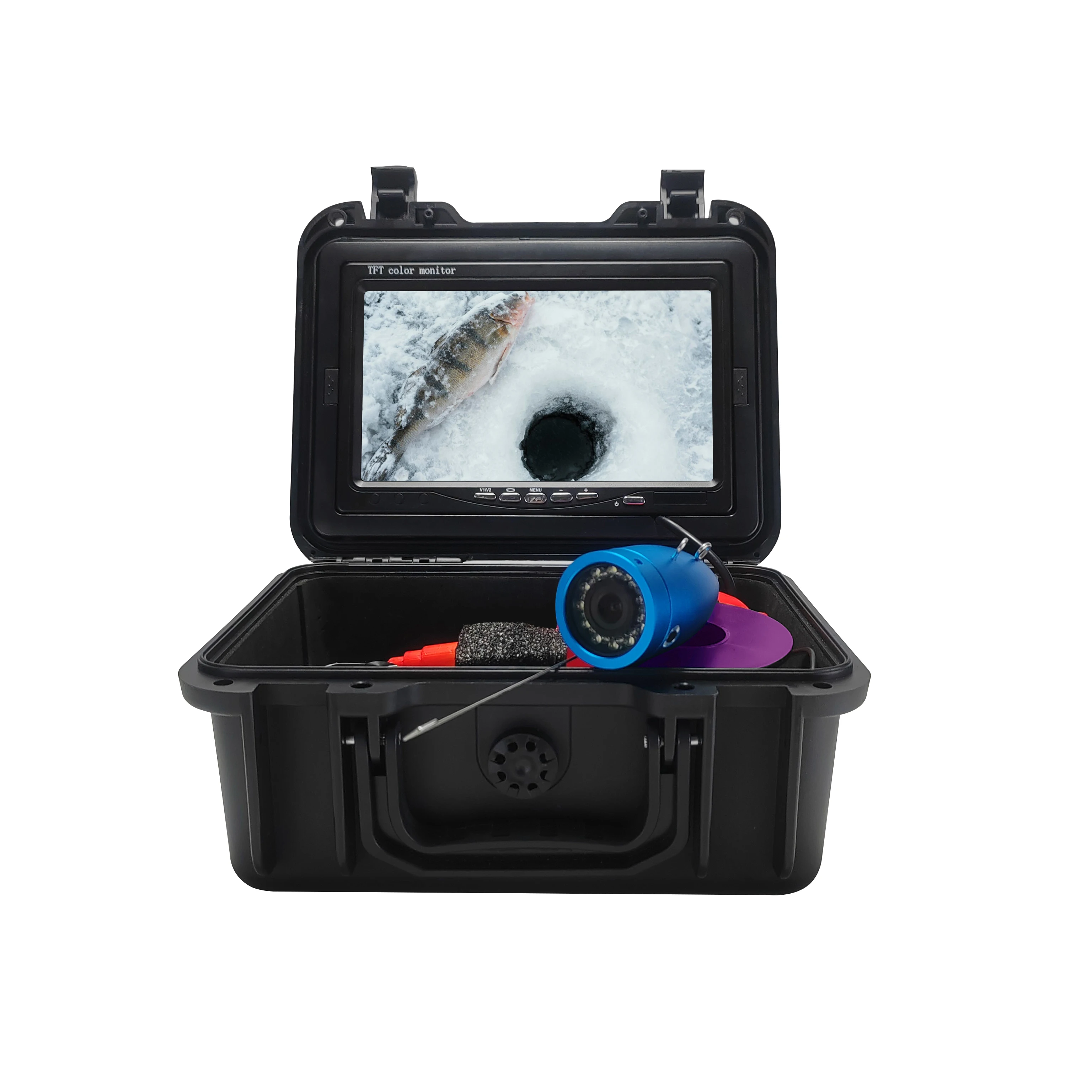 Underwater Fishing Camera 7'' Monitor Waterproof 30M 1000TVL Fish Finder Camera with 12pcs Infrared Lights for Boat Ice Fishing