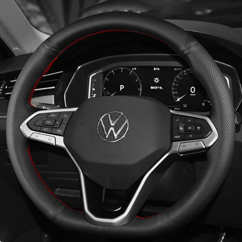 Customize DIY Microfiber Leather Car Steering Wheel Cover For Volkswagen VW Atlas Golf 8 Mk8 Polo Jetta Passat B9 Tiguan Sharan