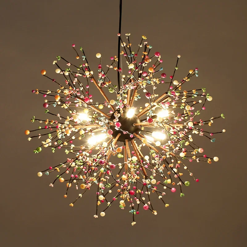 Nordic Modern LED Chandelier Colorful Pearl Dandelion Restaurant 4 Nordic Modern LED Chandelier Colorful Pearl Dandelion Restaurant
